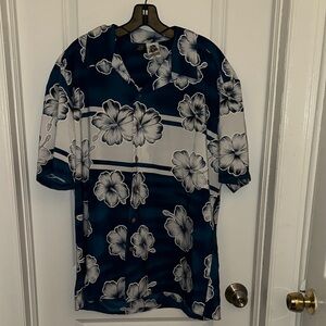 Navy Floral Hawaiian Camp Shirt